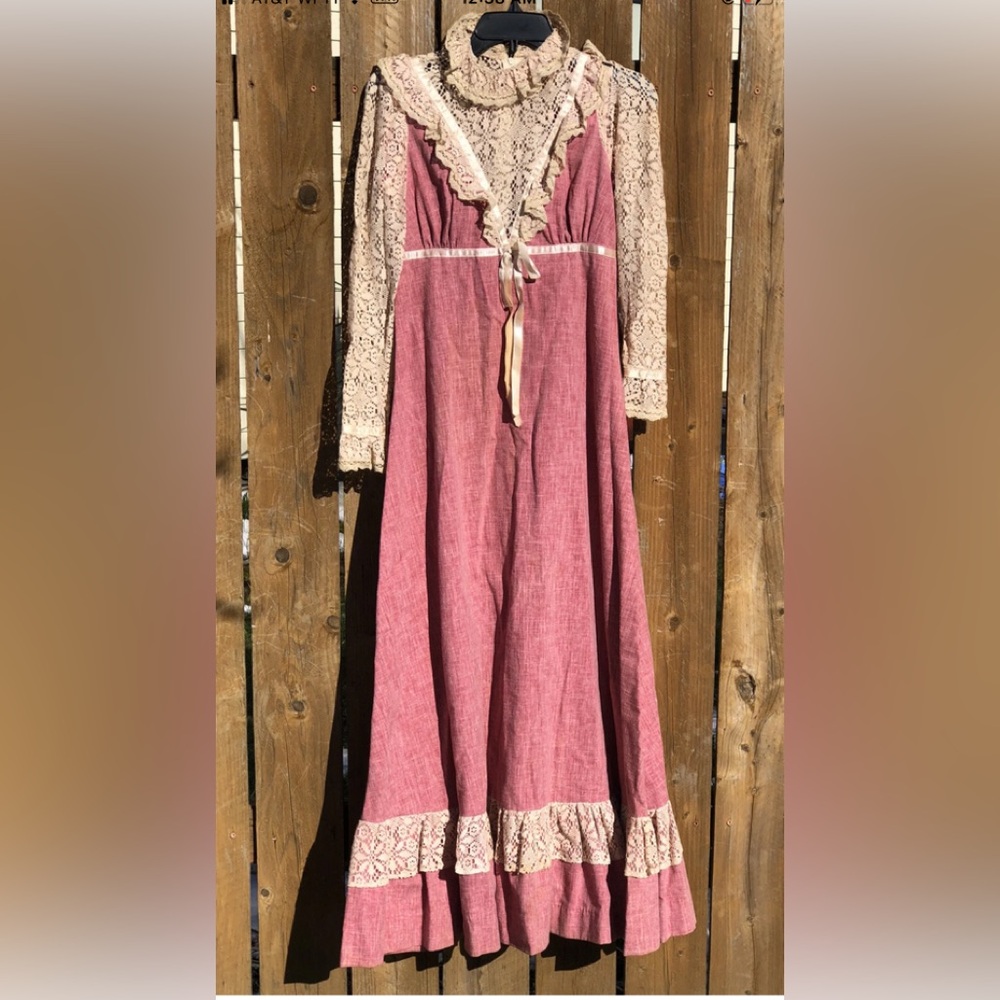 VTG Handmade Gunne Sax Jessica San Francisco, Lace, Victorian Maxi Zip Size 7